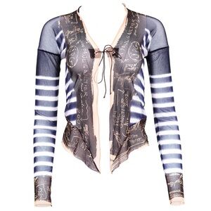 Jean Paul Gaultier 2001 Graffiti Nautical Mesh Cardigan